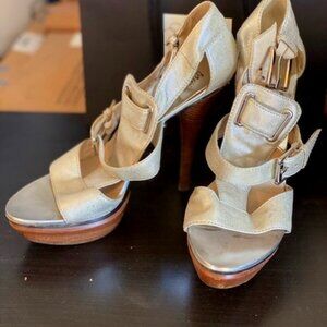 Michael Kors Platform Sandals Silver Metallic 8 1/2